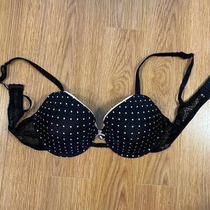 NWOT Jessica Simpson Black White Polka Dot Lace Bra - 34C